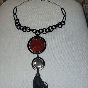 Elegant Black and Red Pendant Necklace